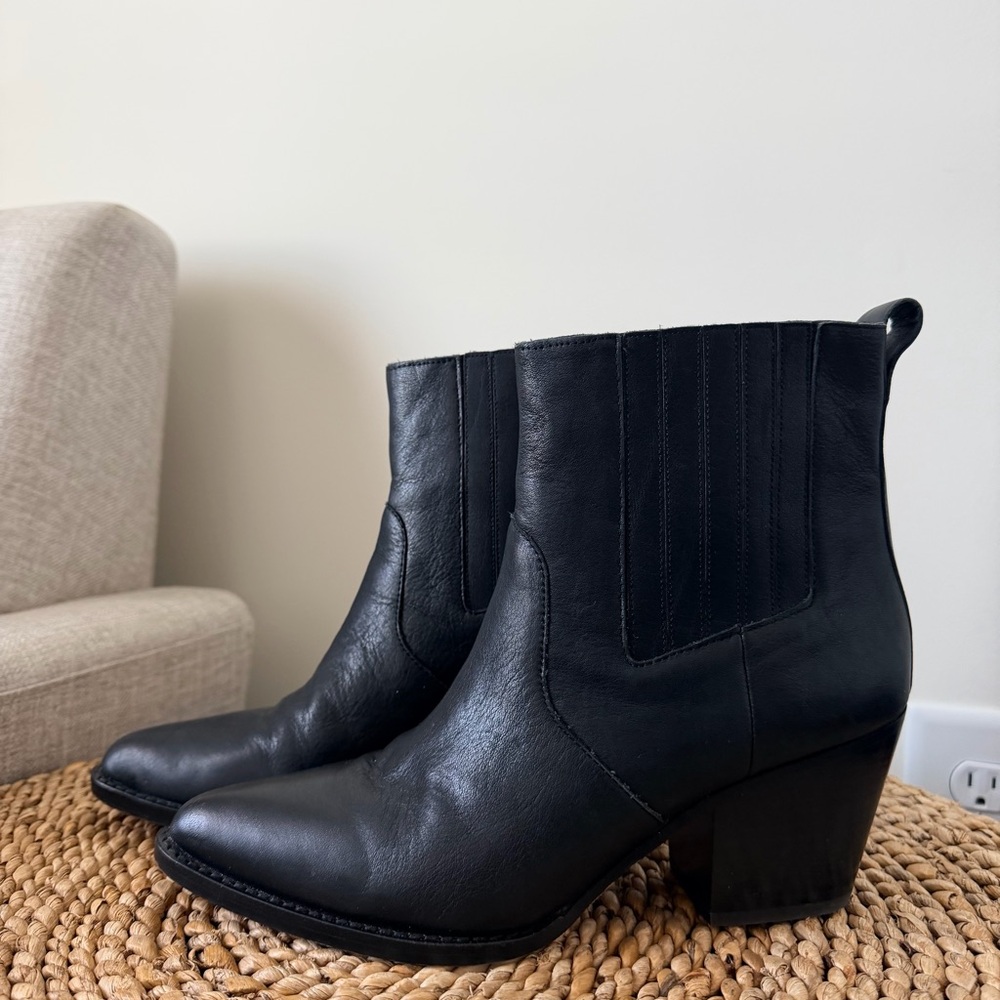 J. Crew Black Leather Ankle Boots - Picture 2 of 6